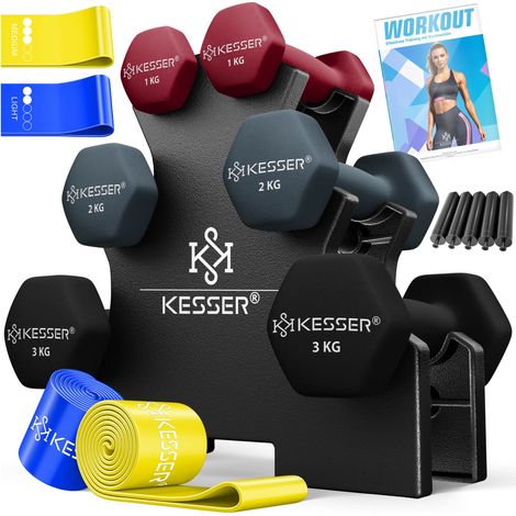 KESSER® Set manubri - 12 kg, magenta / grigio scuro / nero (1/5)