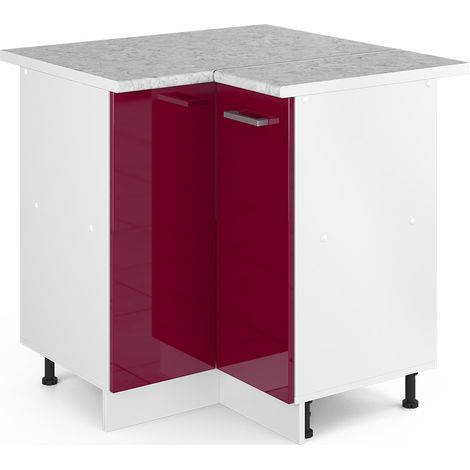 Armadio universale ad angolo R-Line, Bordeaux lucido, 75.6 cm con anta, con piano di lavoro, Vicco (1/5)