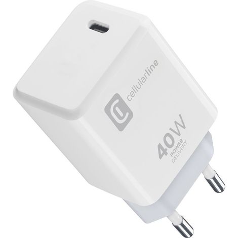 Cellularline Chargeur Secteur USB-C 40W – Dédié Apple Chargeur secteur USB-C 40W Power Delivery, idéal pour l’iPhone 17 et l’iPad Pro 2025.