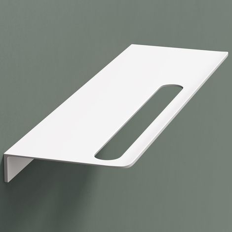 Mai & Mai Étagère Murale de Rangement en Aluminium Porte-Serviettes au Mur Support Rangement à Poser à Susprendre pour Salle de Bain Cuisine Blanc Mat 40×12,5×3,2 CM Reglo-06 (1/5)