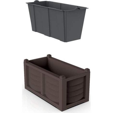 Kit avec jardinière + bac interne de 63L "Arredo" - Marron - L 80 x H 42 cm - Livraison gratuite