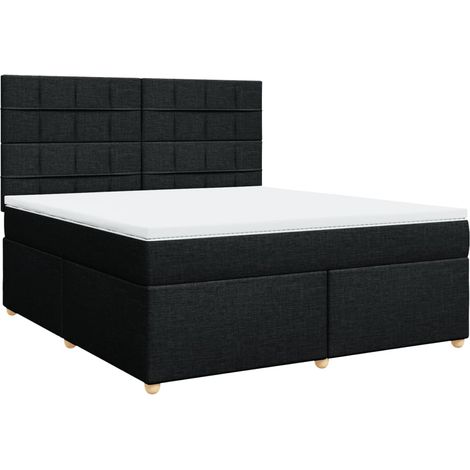 Maison Exclusive - Cama box spring con colchón tela negro 180x200 (1/5)