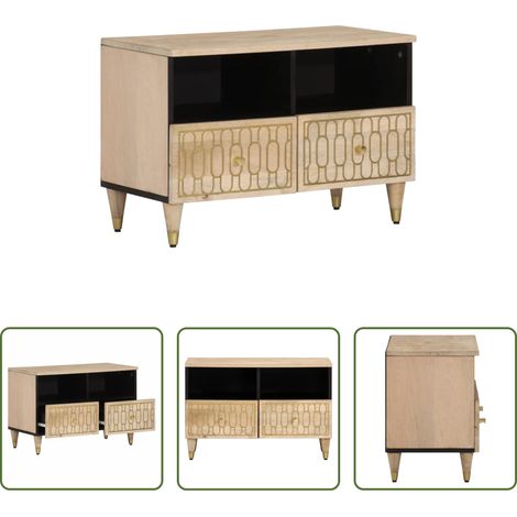vidaXL Rangement -  Meuble TV 70x33x46 cm Bois massif de manguier (1/5)