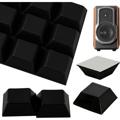 18 Pcs Rubber Feet Self Adhesive Feet 20x20mm Vibration Damper Feet Non-Slip Feet for Speakers, Electrical Appliances, Cabinets, Drawers (Black) (1/5)