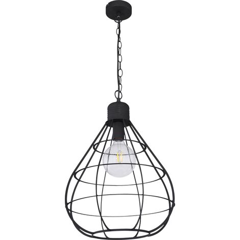 Lampada a sospensione lampada a gabbia lampada a sospensione lampada per sala da pranzo lampada per cucina, design a gabbia in metallo nero, 1x attacco E27, DxH 40x120cm