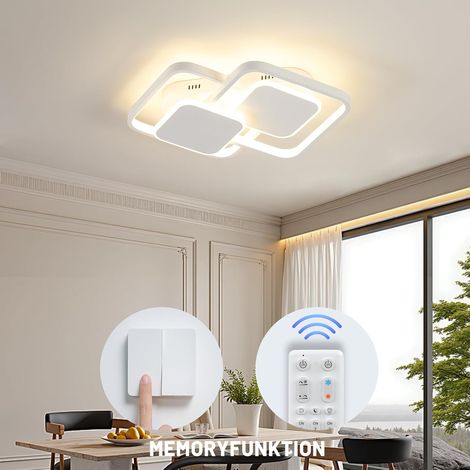 Antenlicht 32W Plafonnier LED Blanc 3300LM,3000-6500K,Moderne 4-Losange Acrylique 45cm,Télécommande,Luminaire pour salon chambre [Classe F] (1/5)