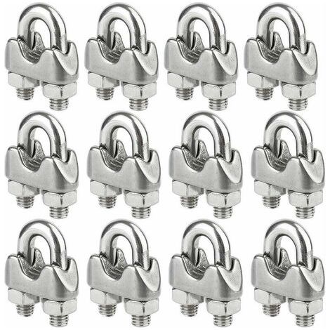 Lot de 12 serre-câbles inox pour câble métal diamètre 4mm (M4) (1/4)