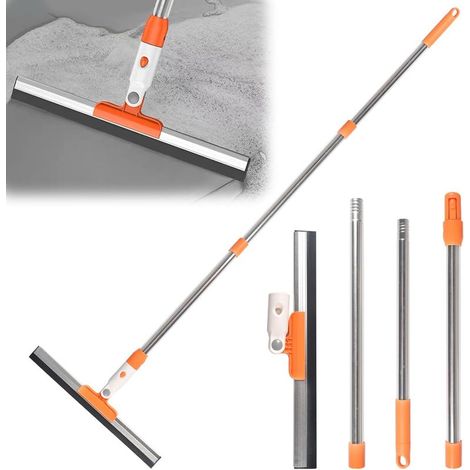 Orange Balai Raclette Floor, avec Double Lèvre en Caoutchouc, Balai Raclette Sol de Large 35cm avec Manche(130cm), Brosse d'Essuie Glace (1/5)