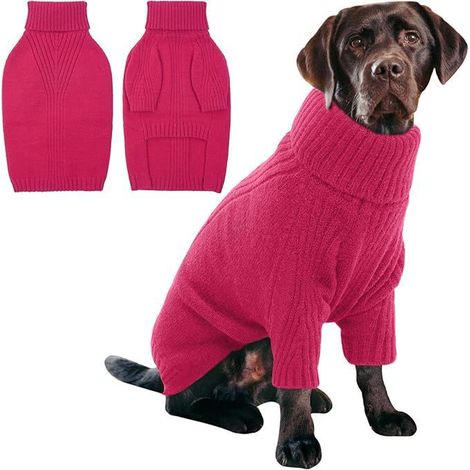 Pull-over Chien - Tricot Épais avec Ouverture pour Harnais - Col Haut et Couverture Abdominale - Taille M (1/4)