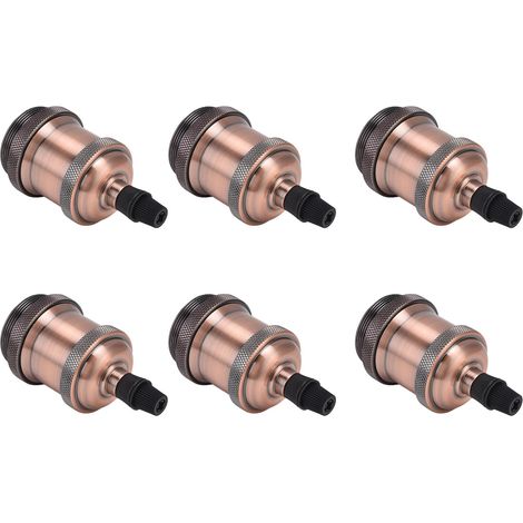 Lot de 6 douilles à vis E26/E27 en métal, accessoires pour éclairage rétro, boîtier en aluminium, bronze rouge. (1/5)