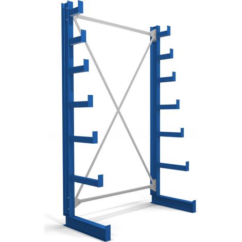STIER Kragarmregal einseitig 1 Feld mit 6 absteigenden Ebenen 1300x2000x500mm enzianblau (1/4)