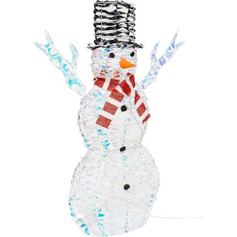 Bonhomme de neige lumineux Ruban irisé 200 LED Blanc froid H 90 cm - Feeric Christmas (1/5)