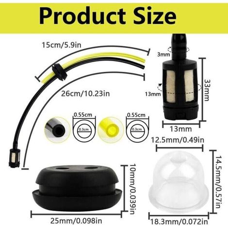 Tuyaux d'Essence Durite Ensembles Universel Filtre Durite Tuyaux D'essence Avec Filtre Tuyau de Carburant Débroussailleuse Durite Essence Tondeuse Tuyau d'huile Tondeuse à Gazon Durite Gasoil (1/3)