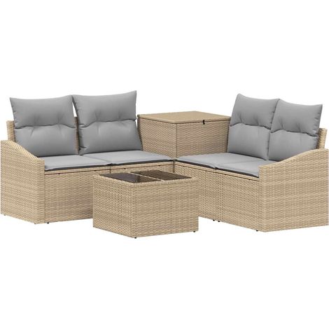 Sofa Set 6 stk. Beige und Hellgrau 55 x 55 x 37 cm vidaXL (1/5)