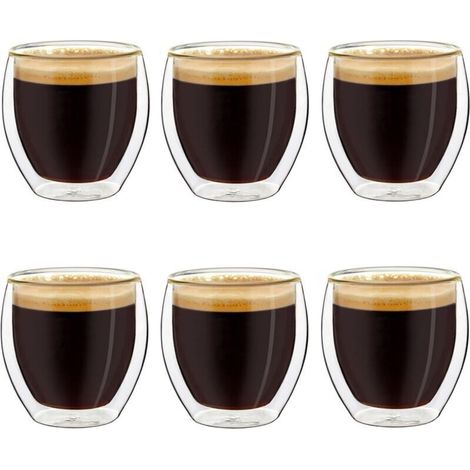 Tazzine da caffè espresso a doppia parete da 100 ml – Set di 6 bicchieri termici da moka con effetto visivo fluttuante