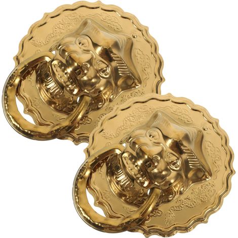 de porte rétro en forme de tête de lion dorée lot de 2