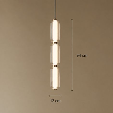 Suspension Luminaire LED Moderne 3 Têtes D120H940 en Verre et Fer Lumière Chaude h940 8 kg – Livraison gratuite