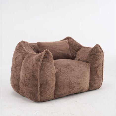 Giant Bean Bag Chair mit Kissen, XXL Sitzsack aus Kunstfell, Khaki (1/5)