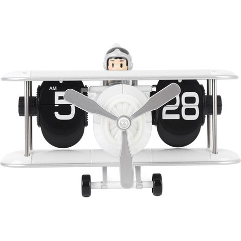 Reloj de Sobremesa Estilo Retro con Solapas, Diseño de Avión, Mecanismo Silencioso, Plástico 21x21 cm – Ideal para Salón y Oficina (1/5)