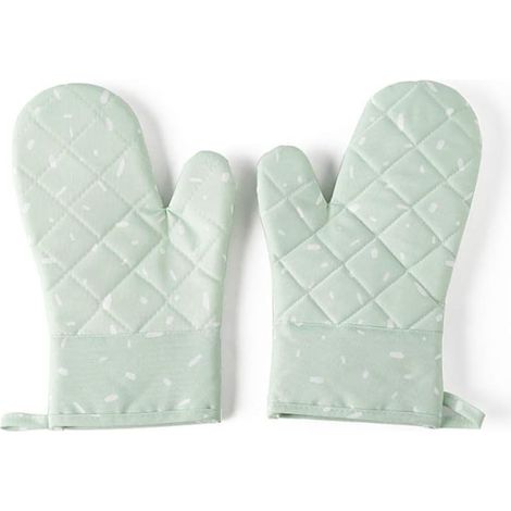 1 paire de gants de cuisine épais résistants à la chaleur, design antidérapant en silicone (vert clair) (1/5)