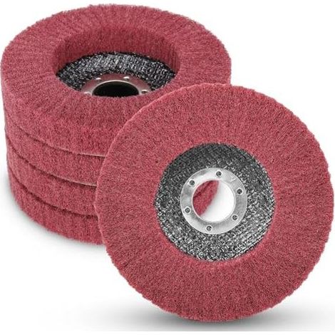 Packung mit 5 Nylonfaser-Schleifscheiben für Winkelschleifer, Metalloberflächenbearbeitung, Körnung 320, 11,4 x 2,2 cm - (1/5)