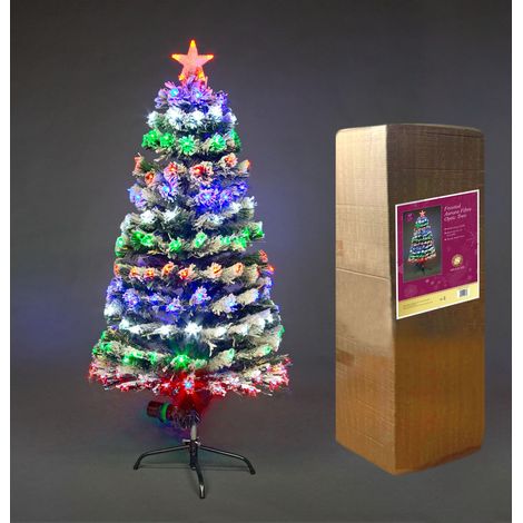 4ft 120cm Pre Lit LED Fibre Optic Christmas Tree With Snow Xmas Home Decor Decorations (1/5)
