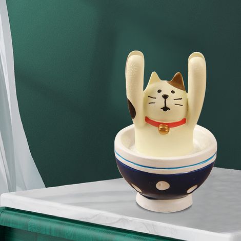 Porte-messages en résine avec un adorable animal levant la main, décoration de bureau, porte-cartes de visite, porte-photos 3 Bol Chat Glace (1/5)