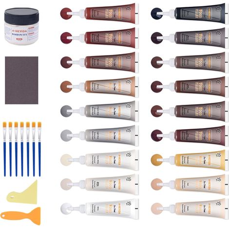 Kit de réparation pour bois, 30 pièces de mastic à bois 18 couleurs pour réparer les fissures, trous, rayures, parquet, bois, meubles, feuilles d'établi (1/5)