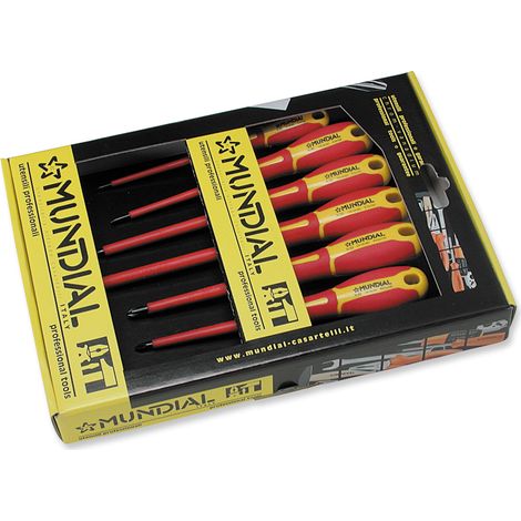 SET SERIE 7PZ CACCIAVITI GIRAVITI ISOLATI 1000V VDE A TAGLIO E A CROCE MUNDIAL