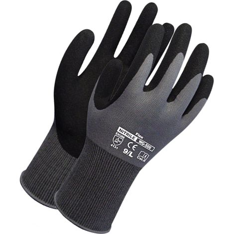 Gants de travail imprégnés de nitrile (lot de 3 paires), gants de sécurité pour le jardinage, l'entretien et l'entrepôt, pour hommes et femmes (noir gris taille M) (1/3)
