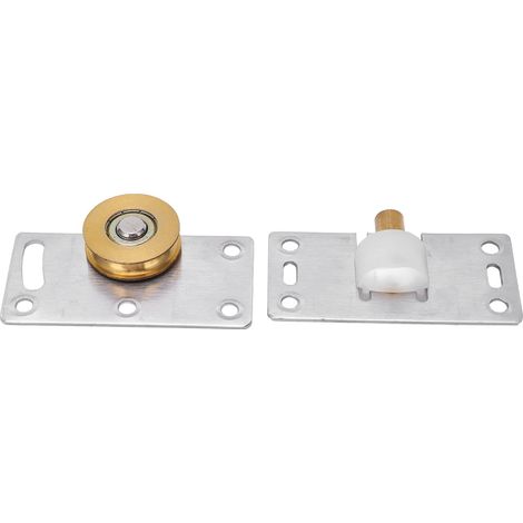 Lot de 2 poulies de porte coulissante en laiton et acier inoxydable pour armoire et placard de 30 mm de diamètre extérieur (1/5)