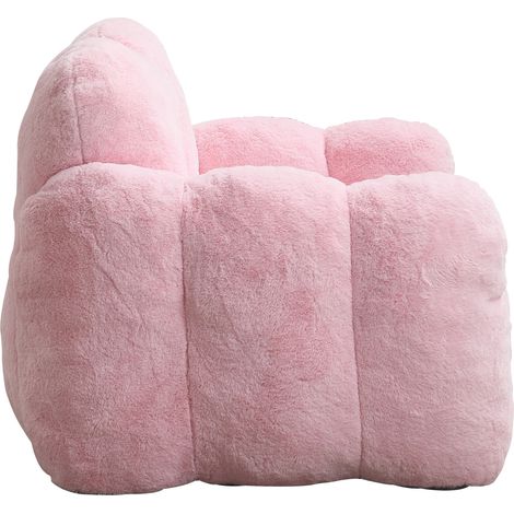 Sillón bean bag para adultos de terciopelo efecto peluche 105x90x75 cm blanco MODENUIT (1/5)
