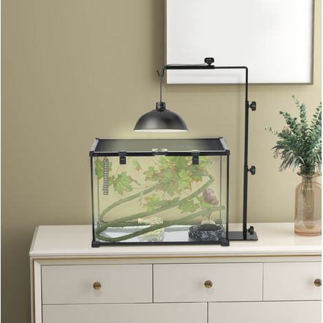Support de lampe chauffante pour terrarium réglable en hauteur 40x15x95 cm noir HAVRYA (1/5)