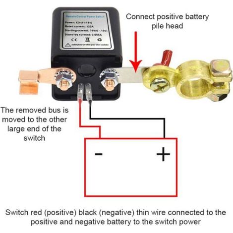 Coupe Circuit Batterie 12v à Télécommande Sans fil, Interrupteur de Relais DC 12V 120A Isolateur de Batterie de Voiture avec 2 éme (1/3)