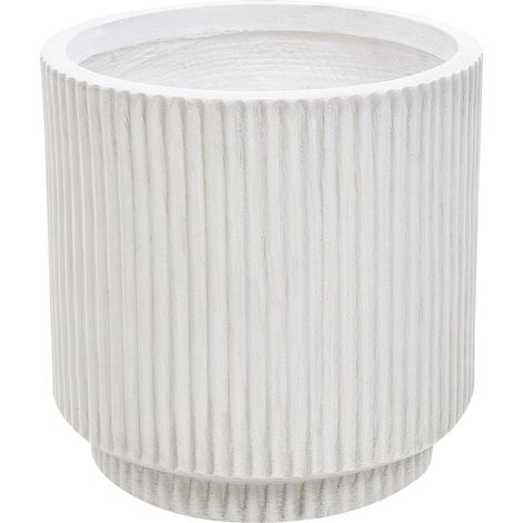 Pot de Fleurs Extérieur 24 x 24 x 24 cm en Fibre d'Argile Blanc Cassé Daria