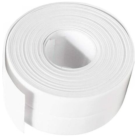 BUNTHAUS Lntyq Joint Silicone Blanc Salle de Bain, Ruban d'étanchéité,Bande Etancheite Autocollanteétanche PE pour Baignoire,Douche,Toilettes,Cuisine,Evier,Sol,Mur,Coin de Protection-Blanc，3.8 cm5m