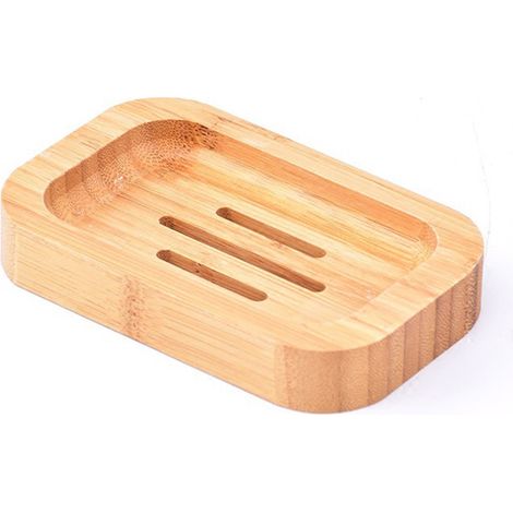 Porte-savon en bambou, avec système d'égouttage, couleur unie, pour salle de bain (1/5)