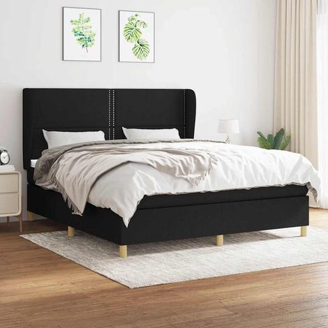 Sommier à lattes de lit avec matelas Noir 180x200 cm Tissu (1/5)