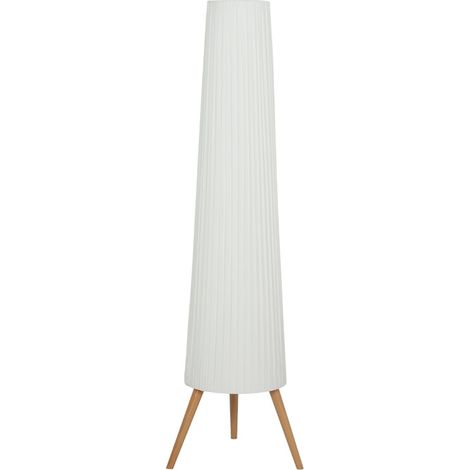 Lámpara de pie LED regulable de madera con trípode blanco 46 x 46 x 153 cm (1/5)