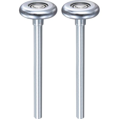 2pcs 1.8" Steel Garage Door Casters for 2" Garage Rail, 7" Long Shank Roller Wheels, 10 Ball Precision Bearing, Silver Tone (1/5)