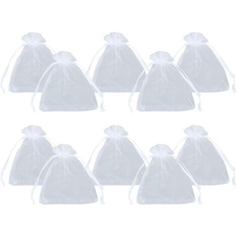 100pcs Pochettes en Organza Blanc 10x12cm Sacs en Organza Transparent avec Cordon de Serrage pour Petits Objets Cadeaux Bijoux Emballage et Organisation (1/5)