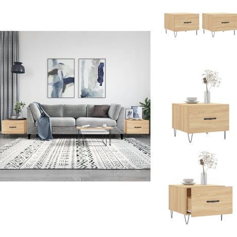 Couchtische 2 Stk. Sonoma-Eiche 50x50x40 cm Holzwerkstoff - Couchtisch - Holztisch - Wohnzimmerstil - Esszimmertisch - Sideboard (1/5)