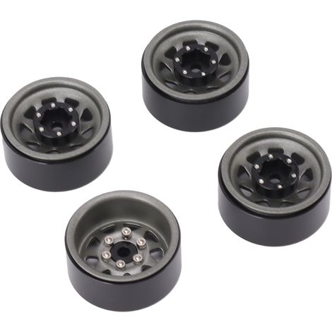 Lot de 4 jantes Beadlock à gorge profonde de 2,5 cm (1 pouce), universelles pour carrosserie de véhicules tout-terrain et voitures radiocommandées Traxxas, avec vis, couleur titane. (1/5)