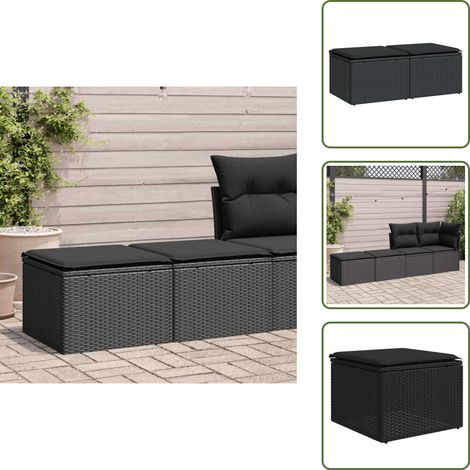 2-tlg. Garten-Sofagarnitur mit Kissen Schwarz Poly Rattan - Garten Sofagarnitur - Garten Sofagarnituren - Outdoor Sofagarnitur - Sofagarnitur Terrasse (1/5)