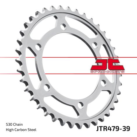 Corona posteriore in acciaio JT R479-39, 39 denti, misura 530 (1/2)