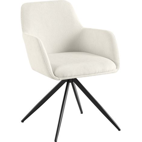 Silla de comedor contemporánea x1 en pana color crema giratoria 180° con reposabrazos 100005784 (1/5)