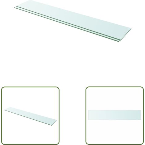 The Living Store Panneaux d'étagère 2 pcs Verre Transparent 110 x 20 cm - Etagere Murale - Étagère Verre - Rangement Mural - Décoration Murale - Vitrine Murale (1/3)