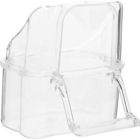Mangeoire à Oiseaux Transparente avec Perchoir Distributeur de Nourriture et d'Eau Anti-Éclaboussures pour Cage à Oiseaux Canaris Perruches Inseparables (1/5)