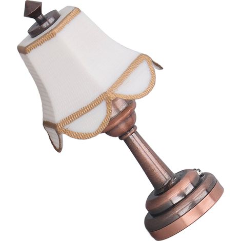 Elegante LED-Tischlampe für Puppenhäuser, batteriebetrieben, aus Metall und Kunststoff, Miniaturlampe für Puppenhäuser im Maßstab 1:12. (1/5)