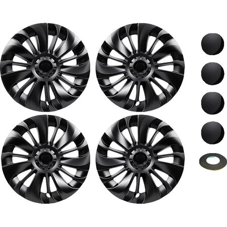 Tapa central de rueda, diseño de llanta completa, compatible con Tesla Model Y, negro mate, 19 pulgadas Model Y, ruedas Gemini, para Tesla (1/2)